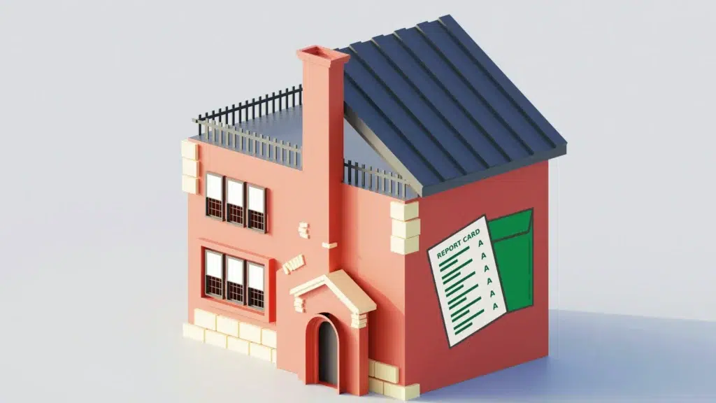 House with report card attached to it